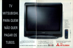 Anúncio de uma TV com garantia total de fábrica de 6 anos (hoje se oferecem 12 meses)